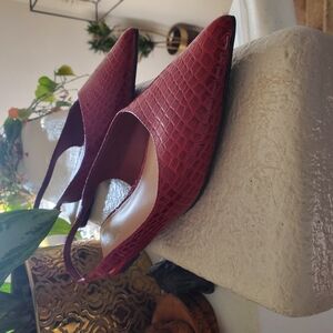 BAMBOO Red Mules with Textured Fabric and Sleek Silhouette